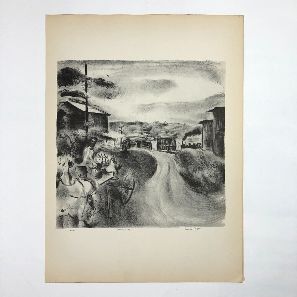 Francis Chapin "Morning Train" Art 1930s Print Treasury Collection Sketch Vtg